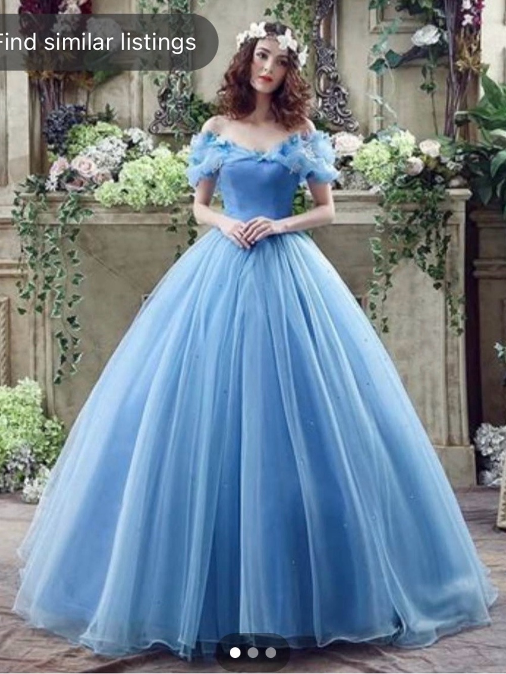 Custom made Off-Shoulder Light Blue Ball Gown Dress with butterflies Brand new
